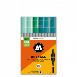 Набор акриловых двусторонних маркеров Molotow ONE4ALL Acrylic Twin Tropical Set 6 штук