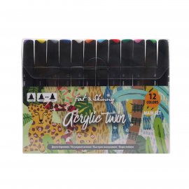 Набор акриловых маркеров Fat&Skinny Acrylic Twin Main 12 штук