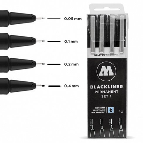 Набор перманентных линеров Molotow Blackliner Set 1