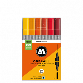 Набор акриловых маркеров Molotow ONE4ALL Acrylic Twin Hot-Set 6 штук