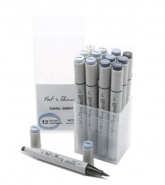 Набор маркеров Fat&Skinny Brush Cool Grey 12 штук