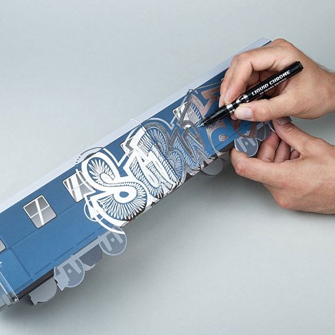 Маркер перманентный Molotow Liquid Chrome Calligraphy зеркальный эффект 3мм