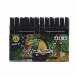 Набор акриловых маркеров Fat&skinny Acrylic Twin Bright 12 штук