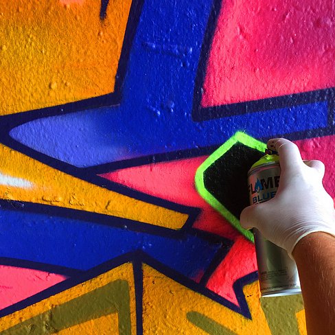 Аэрозольная краска Flame Blue Neon флуорисцентная 400мл