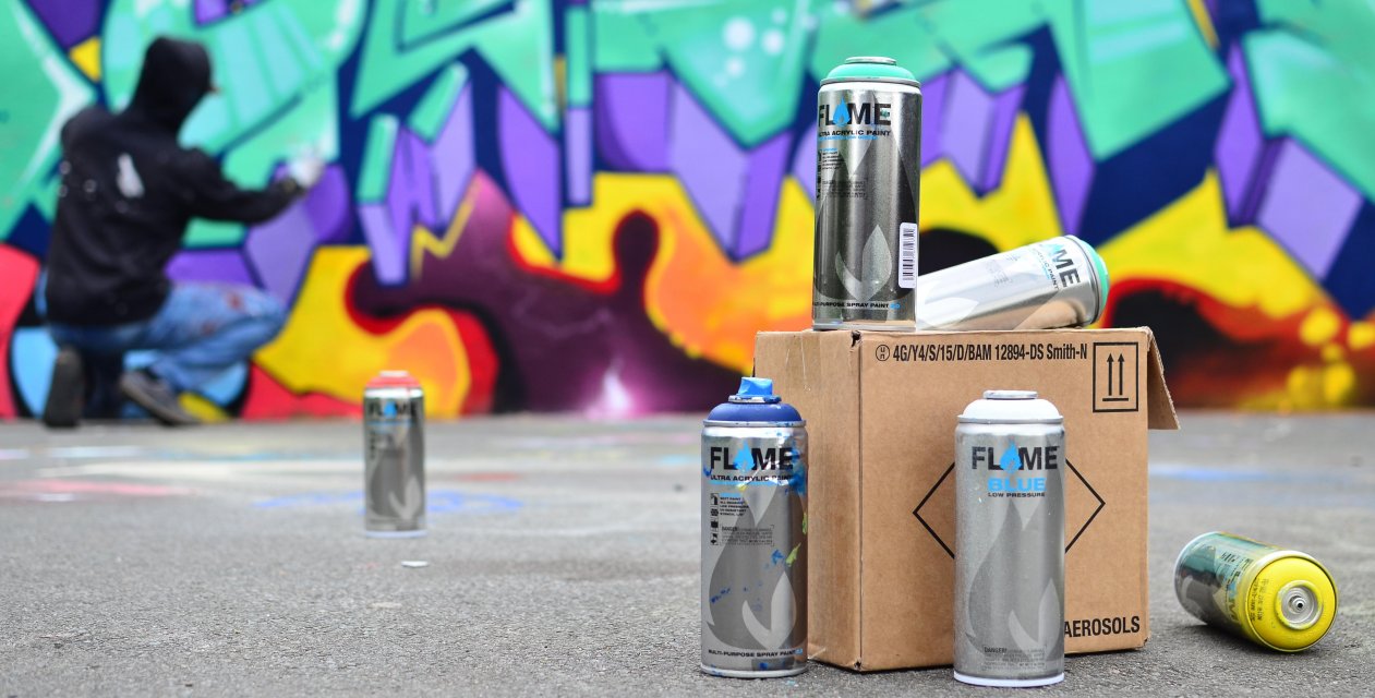 Краска Flame Blue и Orange на Graffitimarket.ru