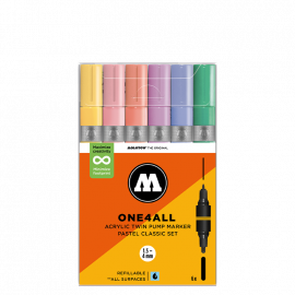 Набор акриловых маркеров Molotow ONE4ALL Acrylic Twin Pastel Classic Set 6 штук