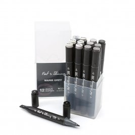 Набор маркеров Fat&Skinny Warm Grey 12 штук
