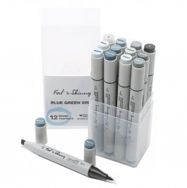 Набор маркеров Fat&Skinny Brush Blue Green Grey 12 штук