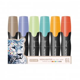 Набор текстовыделителей Zeyar Morandi 6 штук с черным корпусом