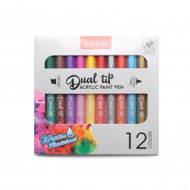 Набор акриловых маркеров Zeyar Paint Dual Tip 12 штук 